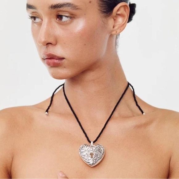 With Jean Jewelry - With Jean Heart Locket Silver Pendant Necklace